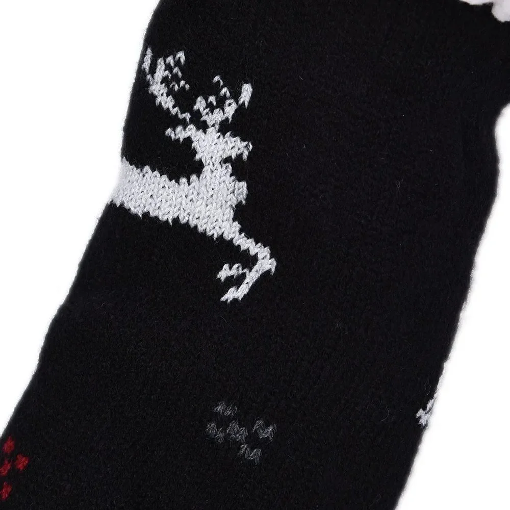 Reindeer Pattern Sherpa Lined Slipper Socks
